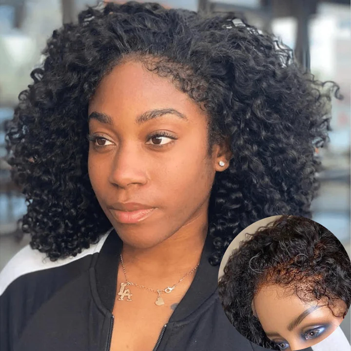 Curly Bob Wigs for a Voluminous Style Type 4C Natural Edges Glueless Curly 13x4 Lace Human Hair Bob Wigs With Handmade Kinky Baby Hairline-Geeta Hair Curly Bob Wigs for a Voluminous Style Type 4C Natural Edges Glueless Curly 13x4 Lace Human Hair Bob Wigs With Handmade Kinky Baby Hairline-Geeta Hair