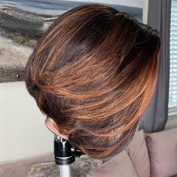Bob Wigs for Travel (Compact and Easy to Pack)​ BEEOS 1B/#30 13x4 SKINLIKE Real HD Lace Frontal Highlight BOB BL121