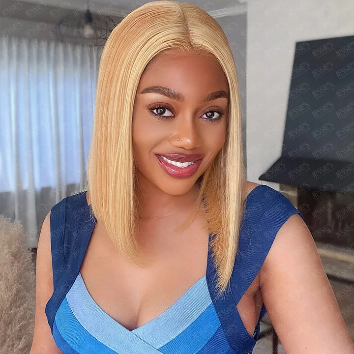 Bob Wigs for Friend Hangouts Blonde Bob Highlights P27/613 Short Bob Straight 13x4 Pre Cut Lace Front Wig Glueless Wig Bob Wigs for Friend Hangouts Blonde Bob Highlights P27/613 Short Bob Straight 13x4 Pre Cut Lace Front Wig Glueless Wig