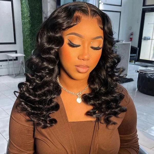 Bob Wigs for Swimming (Water - Resistant Options)​ Junoda Gorgeous Loose Wave Bob Wig 4x4 13x4 Lace Front Human Hair Wigs