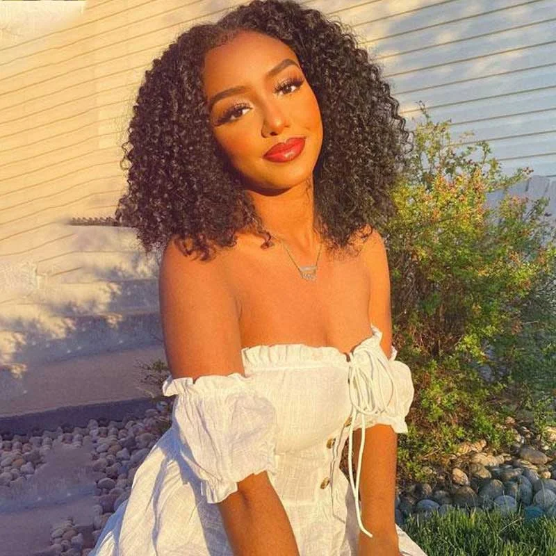 Bob Wigs for YouTube Content Creators Natural Looking Kinky Curly Glueless Lace Closure BOB Wig Easy To Wear With Elastic Band Bob Wigs for YouTube Content Creators Natural Looking Kinky Curly Glueless Lace Closure BOB Wig Easy To Wear With Elastic Band