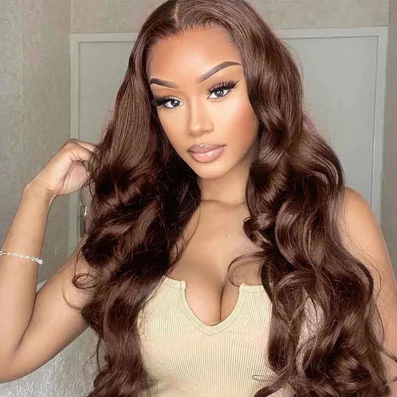 Wavy Wigs for Barbecues 13x4 Chocolate Brown Body Wave Lace Front Wigs Human Hair HD Lace Frontal Wig Preplucked Colored Virgin Hair Wavy Wigs for Barbecues 13x4 Chocolate Brown Body Wave Lace Front Wigs Human Hair HD Lace Frontal Wig Preplucked Colored Virgin Hair