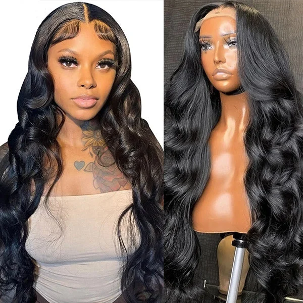  Body Wave Wig 4x4 Lace Closure Wig Brazilian Human Hair Wigs with Baby Hair 180% Density