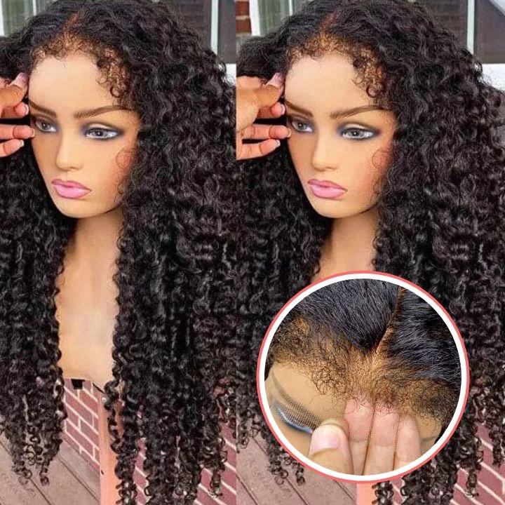 Synthetic curly wig with a tight - curl pattern for a natural look Amanda Hair Lace Wear Go Glueless Lace Wigs Human Hair Pre Plucked 4C/Curly Hairline Edges Invisible Beginner Friendly Wig Collection