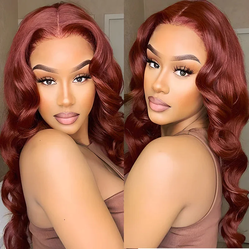  Lumiere Hair #33 Reddish Brown Body Wave Hair Lace Frontal Wig