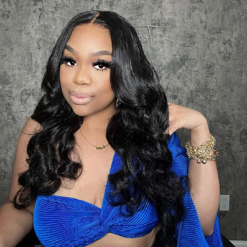 Wavy Wigs for Asian Women​ Silk Base Ready To Go Wig Loose Body Pre Cut 6x5 HD Lace Bleached Knots Glueless Wig