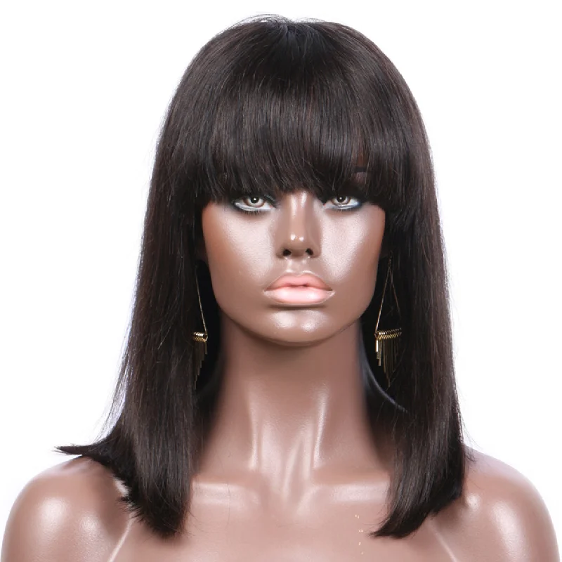 Bob Wigs for Horseback Riding 13x6 Straight Short Bob Lace Front Human Hair Wigs With Bangs Natural Color Remy Hair 150% Denisty Bob Wigs Bob Wigs for Horseback Riding 13x6 Straight Short Bob Lace Front Human Hair Wigs With Bangs Natural Color Remy Hair 150% Denisty Bob Wigs