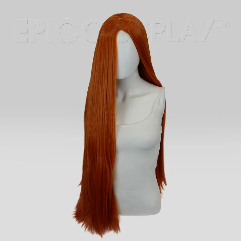 Long - length wig with a curly fringe for a playful and youthful vibe Eros - Autumn Orange Wig Long - length wig with a curly fringe for a playful and youthful vibe Eros - Autumn Orange Wig