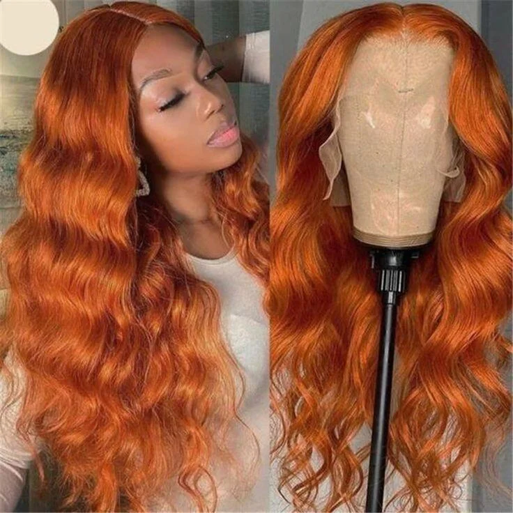 Wavy Wigs in Jet Black Color Orange Ginger body wave 4x4/13x4 Lace Front Wig Human Hair Wigs For Women Wavy Wigs in Jet Black Color Orange Ginger body wave 4x4/13x4 Lace Front Wig Human Hair Wigs For Women