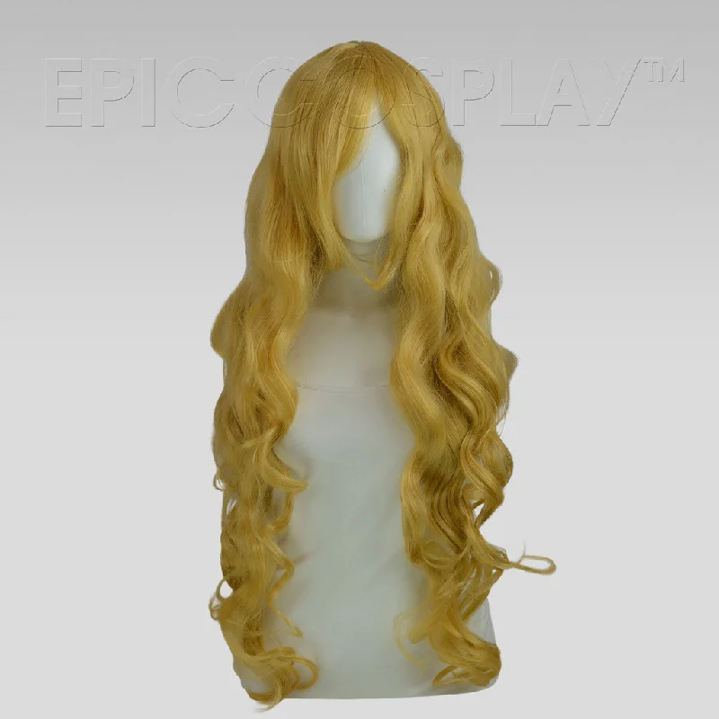 Long - length wig with a wavy texture for a beachy and romantic look Hera - Caramel Blonde Wig Long - length wig with a wavy texture for a beachy and romantic look Hera - Caramel Blonde Wig