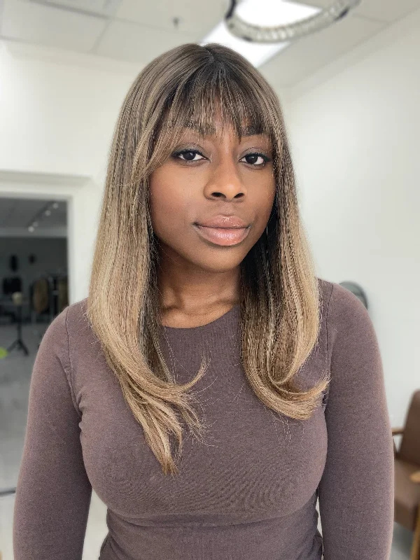 Bob Wigs for Outdoor Photoshoots​ Lusta Silk Top Essentials Wig, "Medium Brunette Melt" (R2749)