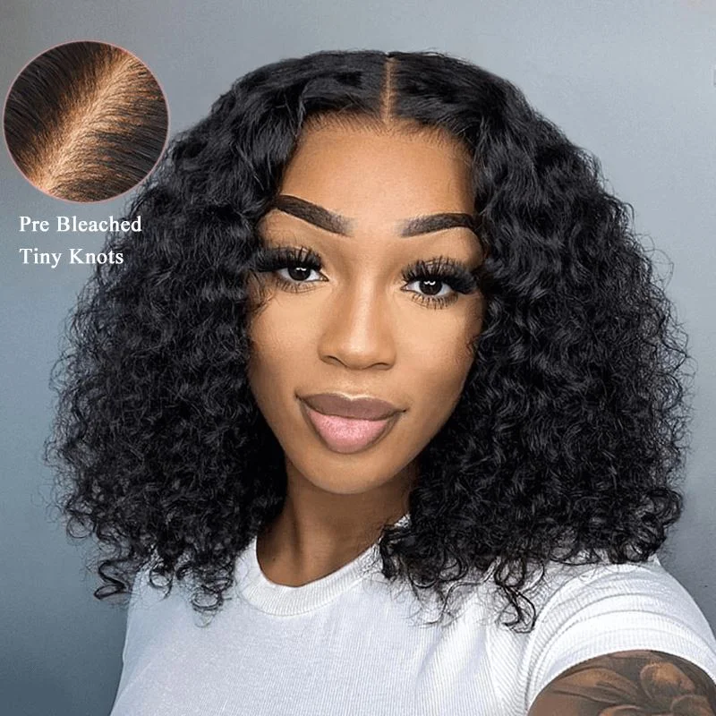 Bob Wigs for Tall Women​ Aligrace Pre Cut 5x5 Lace Water Wave Wear Go Glueless Short Bob Wig