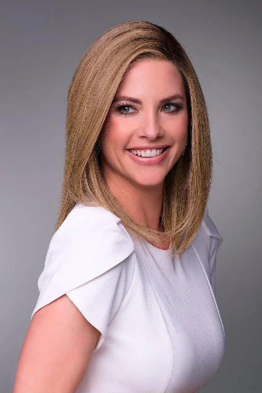 Medium - length wig with a silk - base cap for a comfortable and smooth feel Carrie Lite Wig by Jon Renau | Remy Human Hair (Lace Front Hand Tied Mono Top)
