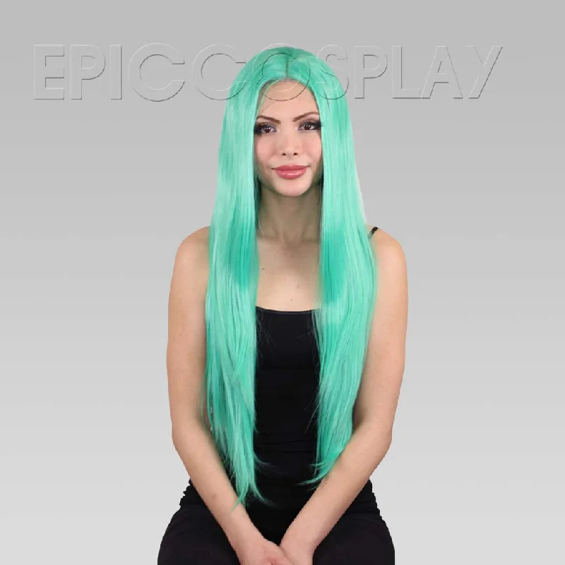 Long - length wig with a pre - bleached knot for a natural - looking scalp Thelma - Long Green Wig Long - length wig with a pre - bleached knot for a natural - looking scalp Thelma - Long Green Wig