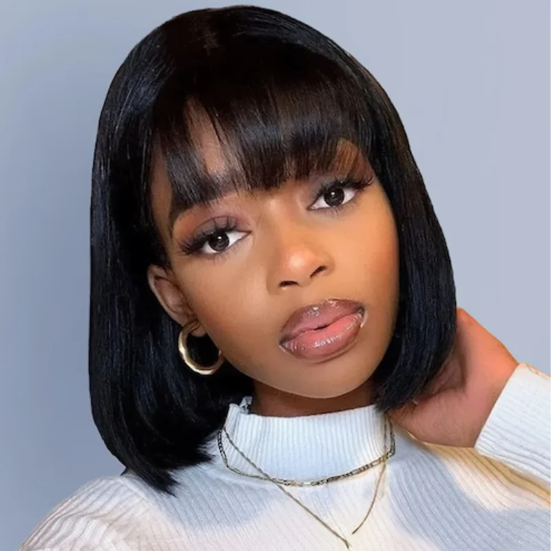 Bob Wigs for Asian Women Bob Wigs for Modest Fashion Trends 6000 Points | Klaiyi Bob Wig With Bangs Wig Glueless Machine Made Beginner Friendly Human Hair Wig Bob Wigs for Asian Women Bob Wigs for Modest Fashion Trends 6000 Points | Klaiyi Bob Wig With Bangs Wig Glueless Machine Made Beginner Friendly Human Hair Wig