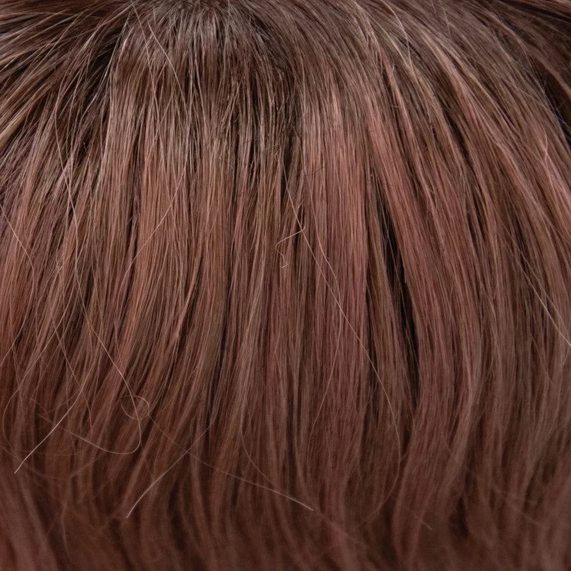 Dusty Rose | Smoky fused medium Coral Red base with warm Dark Brown roots.