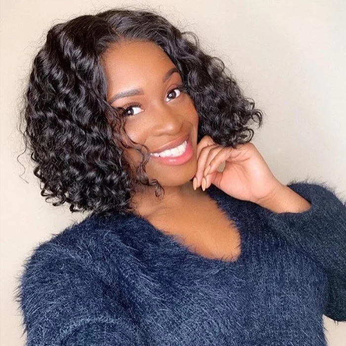 Wavy Bob Wigs for a Casual Vibe​ Short Lace Front Wig Deep Wave Bob Wig