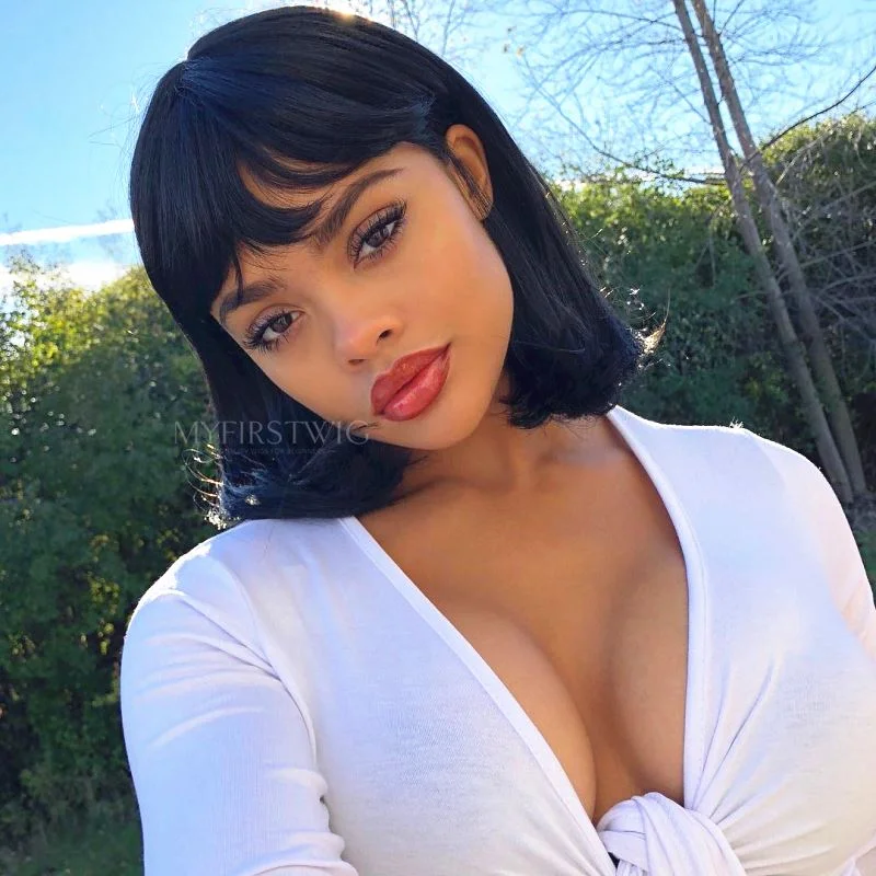 Bob Wigs for Modest Fashion Trends Bob With Bangs Wig HD Lace Wear & Go Glueless Wig - CLB012 Bob Wigs for Modest Fashion Trends Bob With Bangs Wig HD Lace Wear & Go Glueless Wig - CLB012
