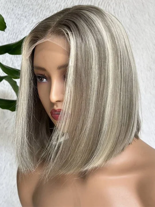 Bob Wigs for Pear - Shaped Figures​ Platinum Highlight Bob Wig 5x5 13x4 HD Lace Wigs Straight Human Hair